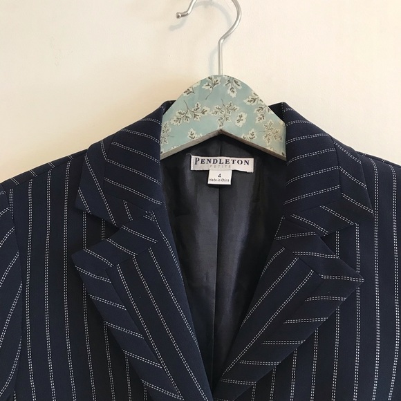 Pendleton | Petite Pinstripe Navy Blazer - Picture 2 of 7